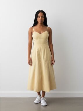 GAP Butter Yellow Denim Midi Dress; Tall length